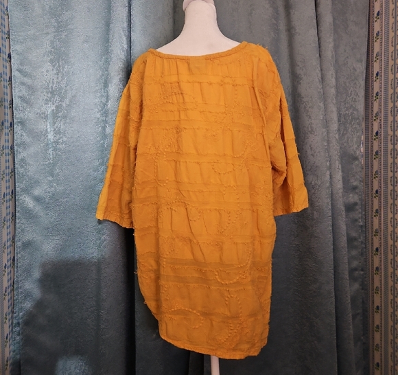 "Sea Breeze of California" Vintage Mustard Women's Tunic Top EUC - Size 1X - Picture 2 of 5